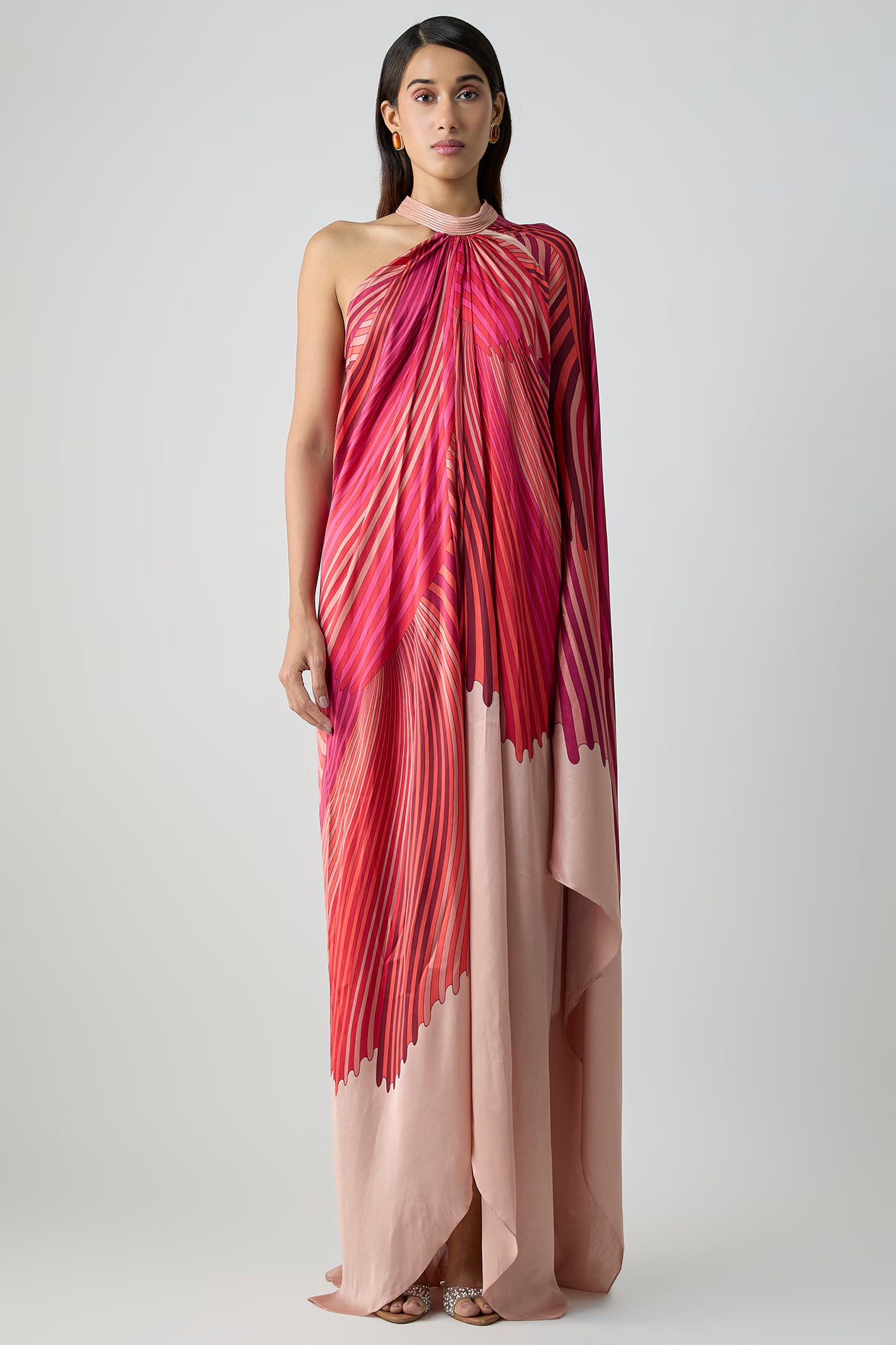 Satin Chiffon Printed Maxi Dress