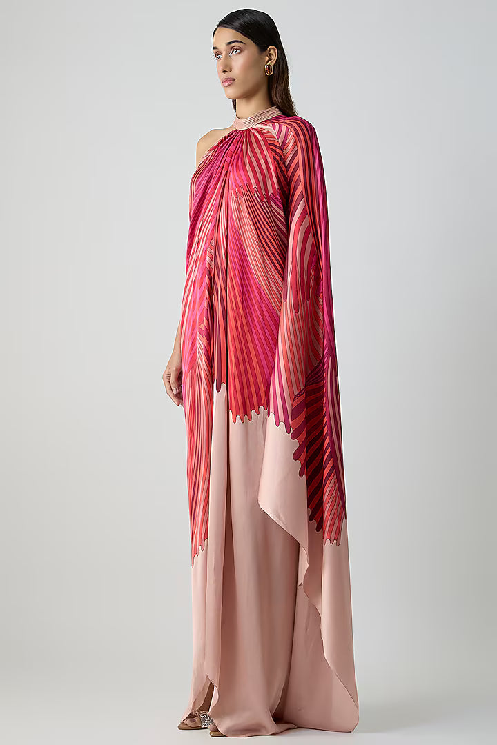 Satin Chiffon Printed Maxi Dress