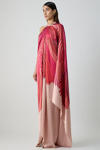 Satin Chiffon Printed Maxi Dress