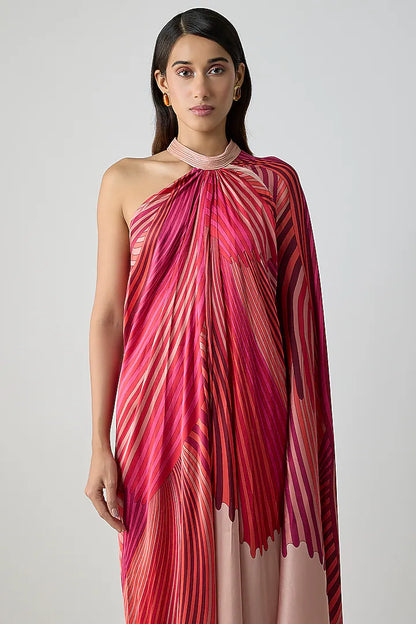 Satin Chiffon Printed Maxi Dress
