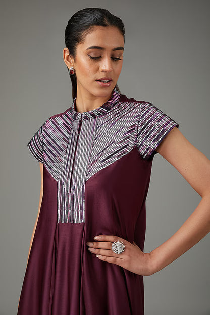 Metallic Polymer & Crepe Chiffon Dress