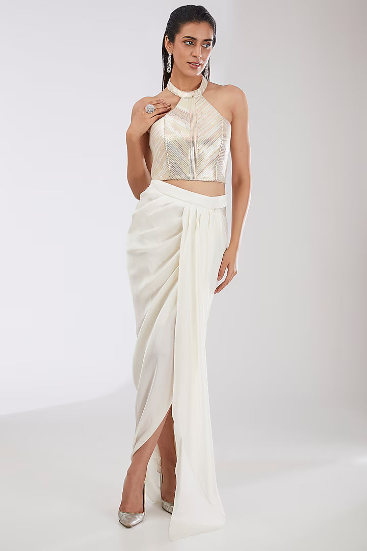 Woven Metallic Bustier And Skirt
