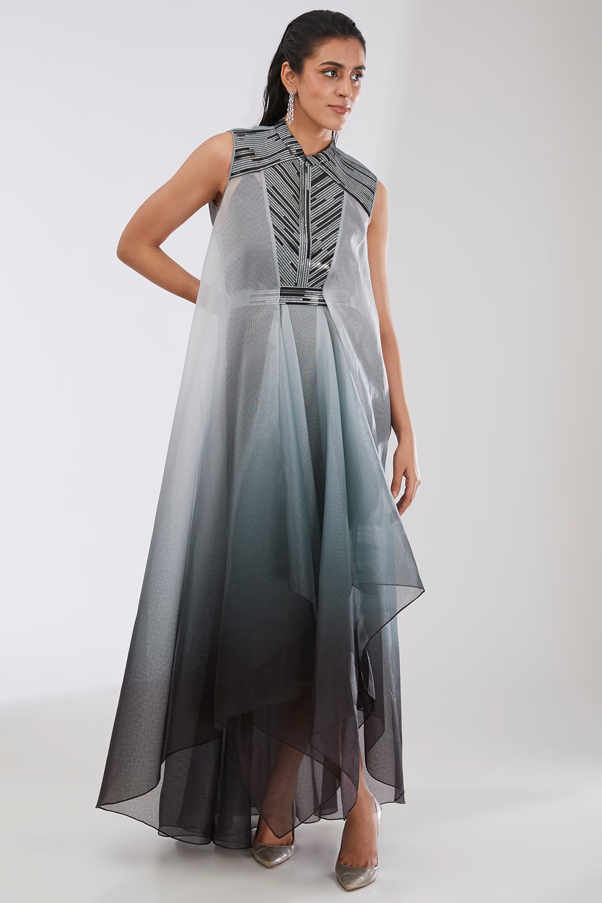 Crepe Chiffon & Metallic Polymer Dress