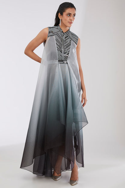 Crepe Chiffon & Metallic Polymer Dress
