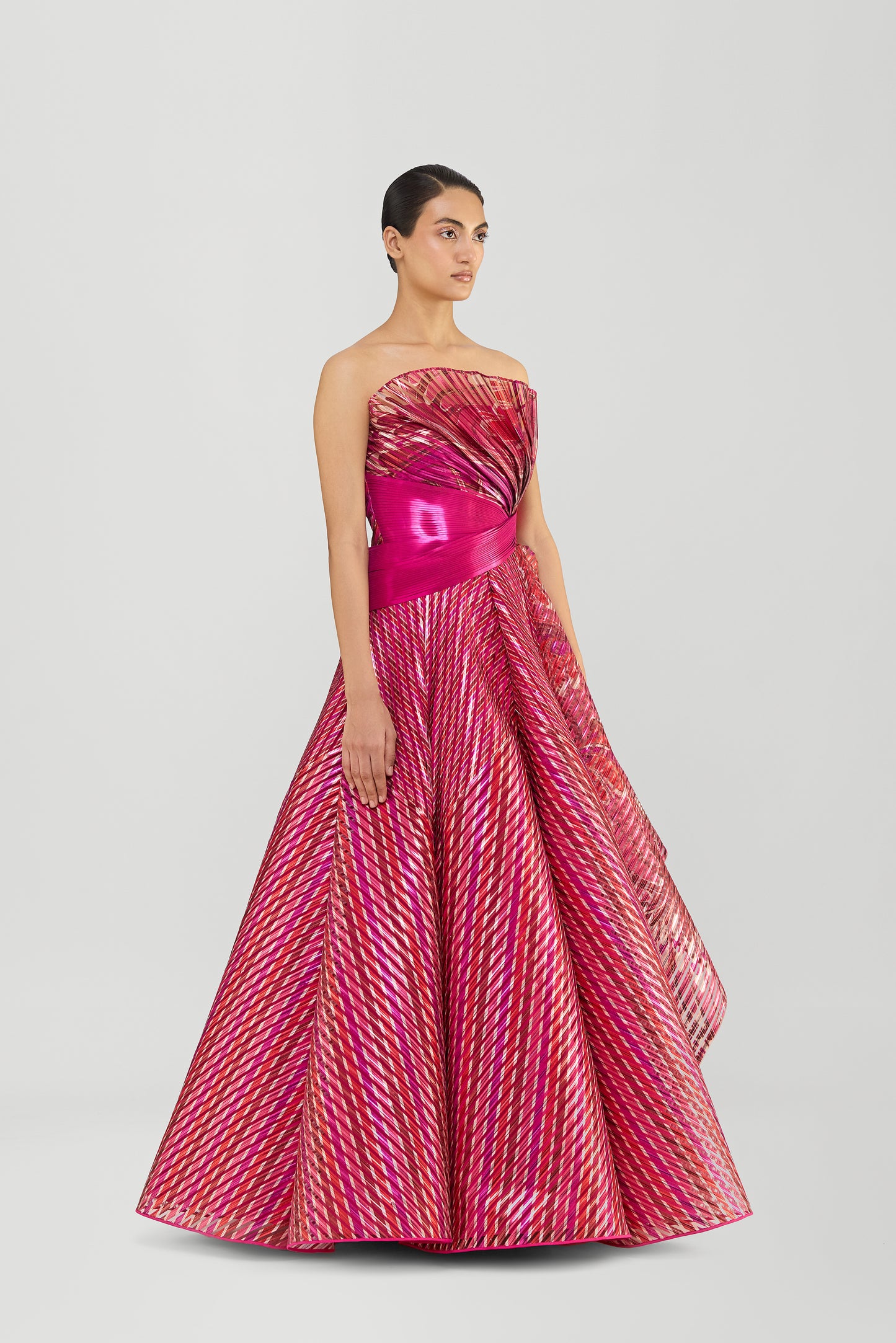 Moulded Off The Shoulder Printed Flared Gown