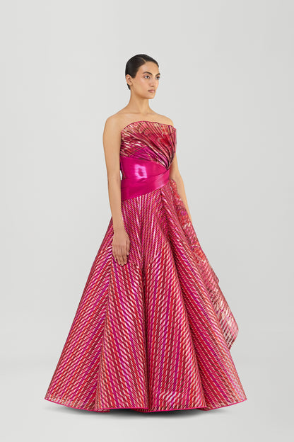 Moulded Off The Shoulder Printed Flared Gown