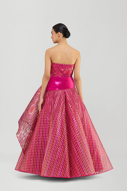 Moulded Off The Shoulder Printed Flared Gown