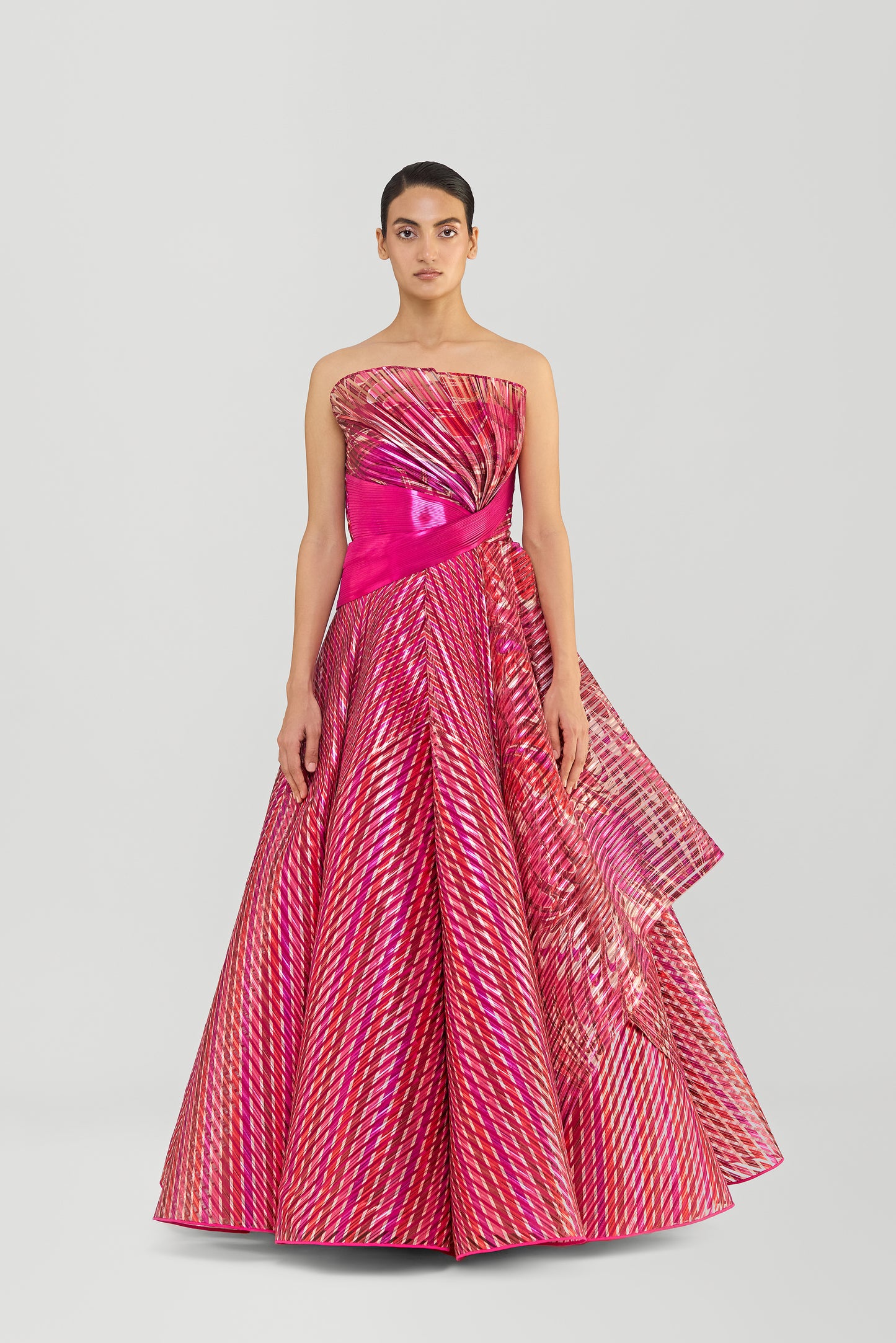 Moulded Off The Shoulder Printed Flared Gown