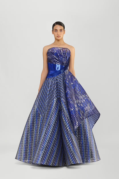Moulded Off The Shoulder Printed Flared Gown