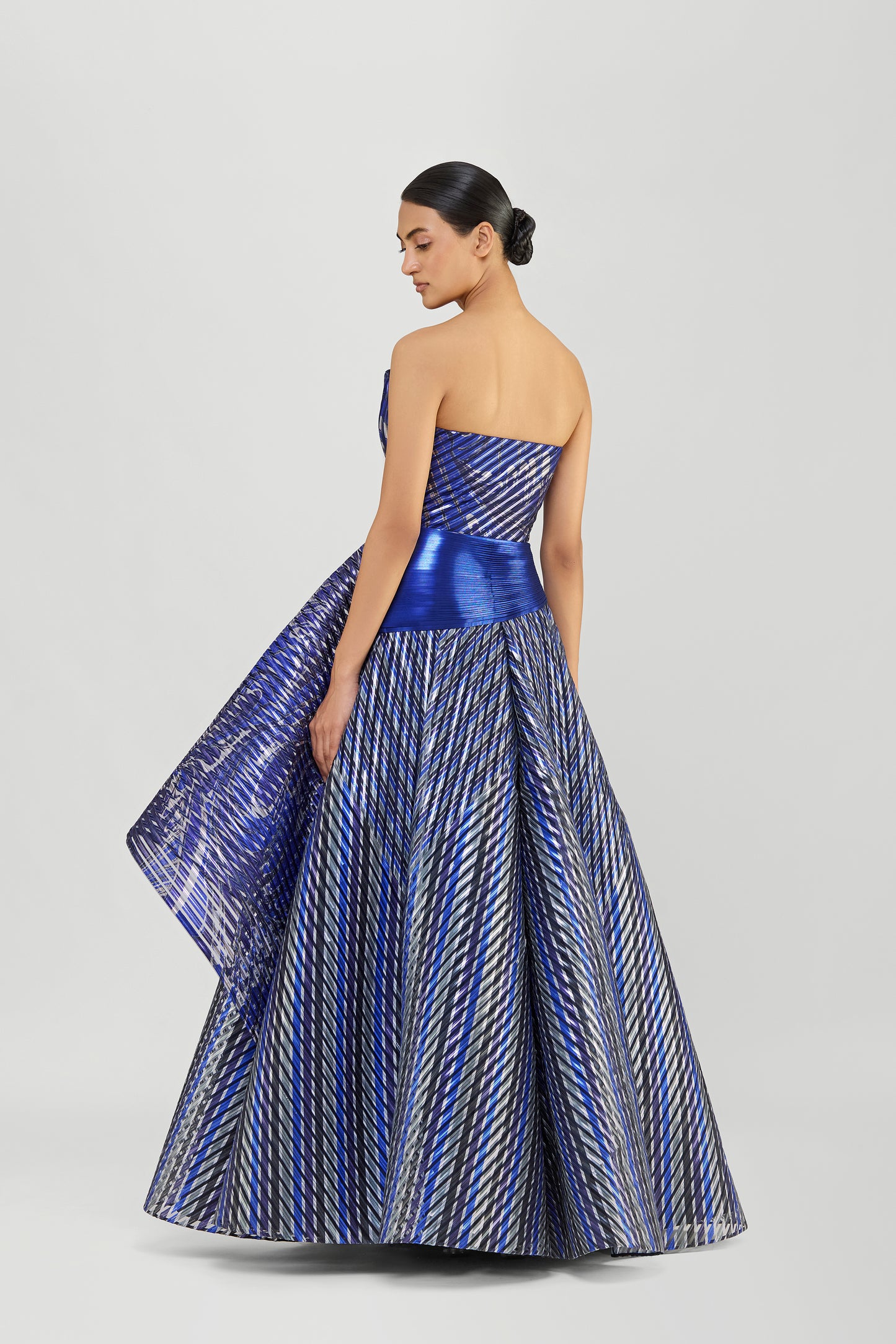 Moulded Off The Shoulder Printed Flared Gown