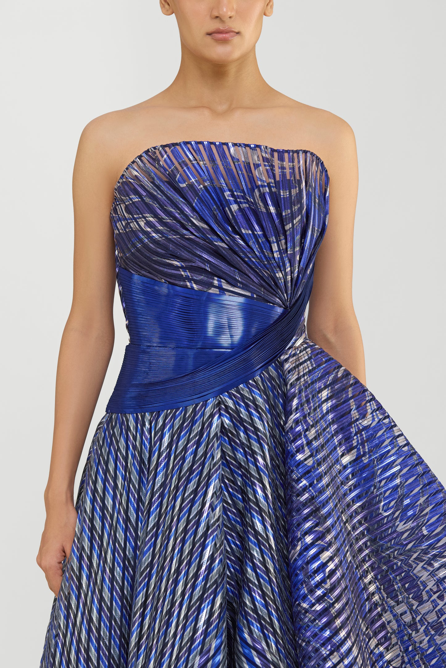 Moulded Off The Shoulder Printed Flared Gown