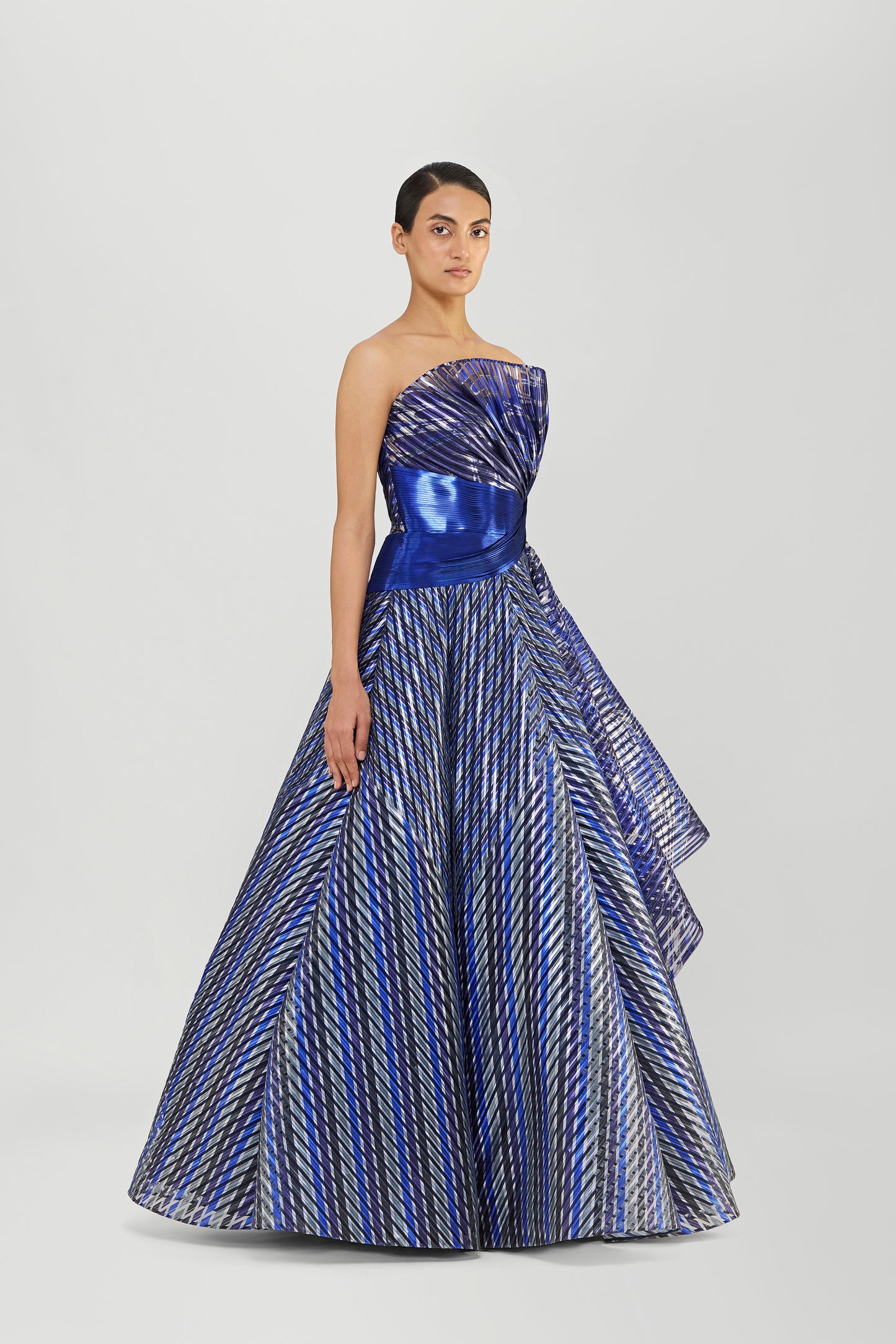 Moulded Off The Shoulder Printed Flared Gown