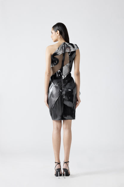 Moulded Metallic Draped Dress