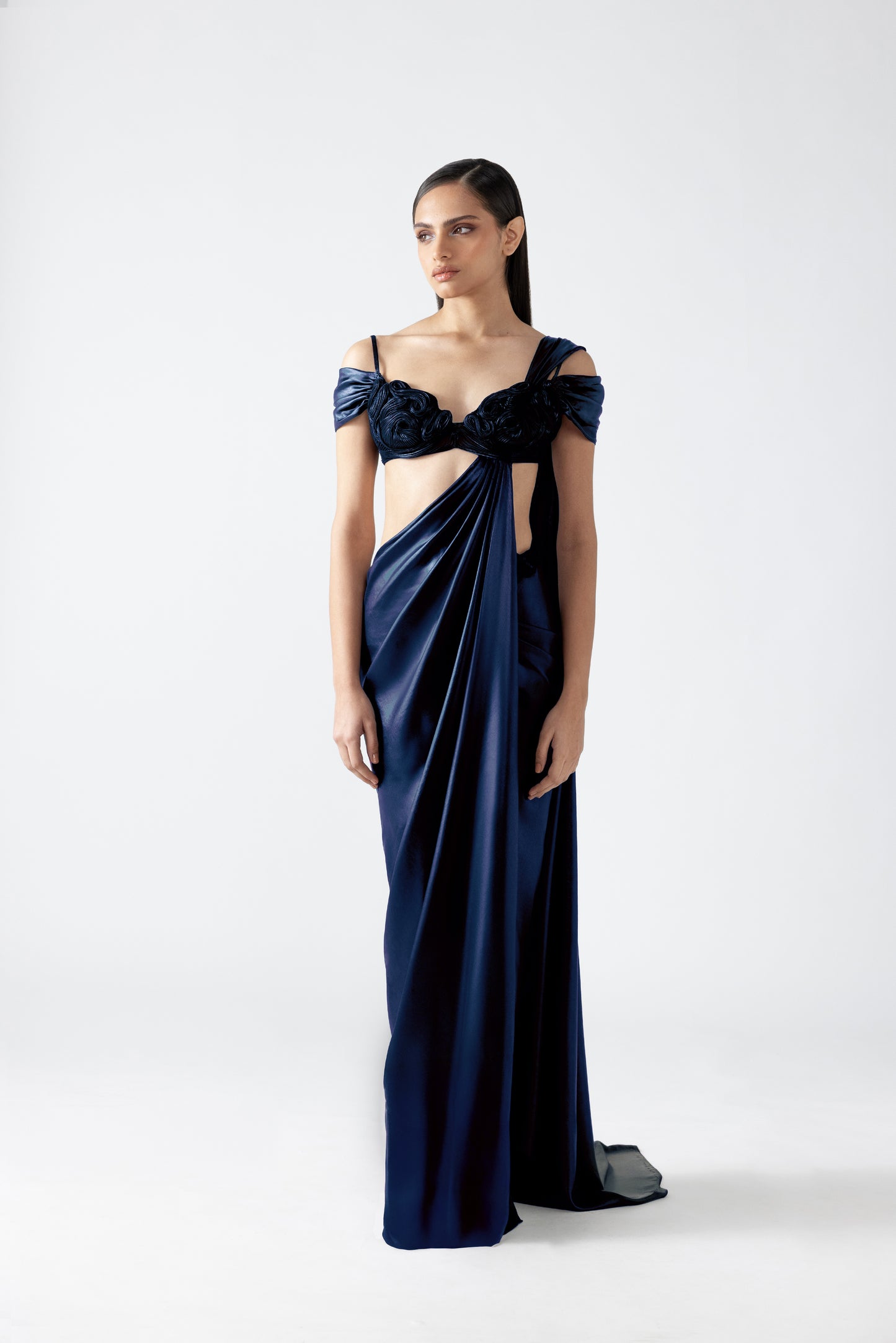 Nucleus Embroidery Top With Draped Saree