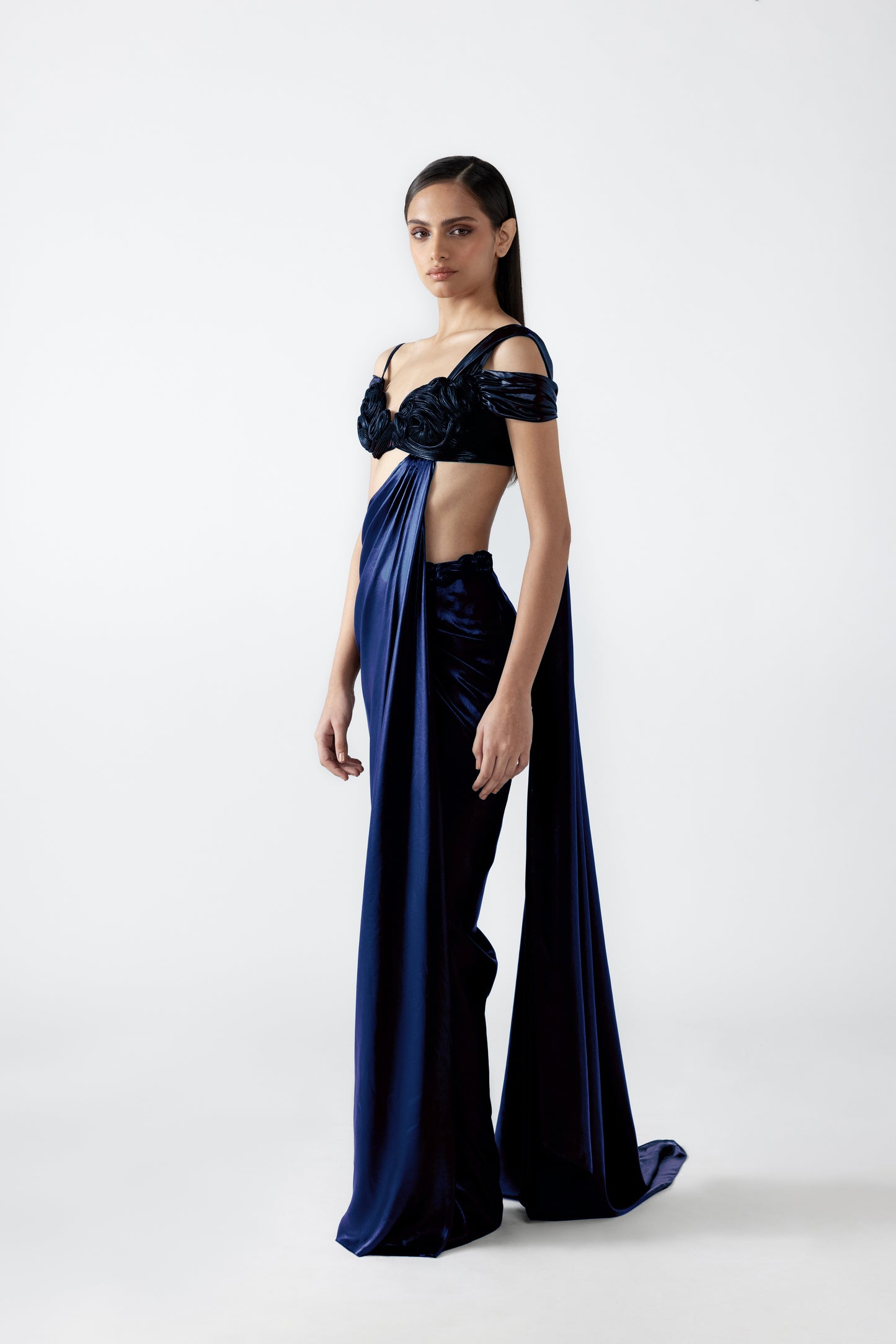 Nucleus Embroidery Top With Draped Saree