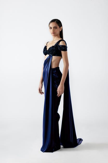 Nucleus Embroidery Top With Draped Saree