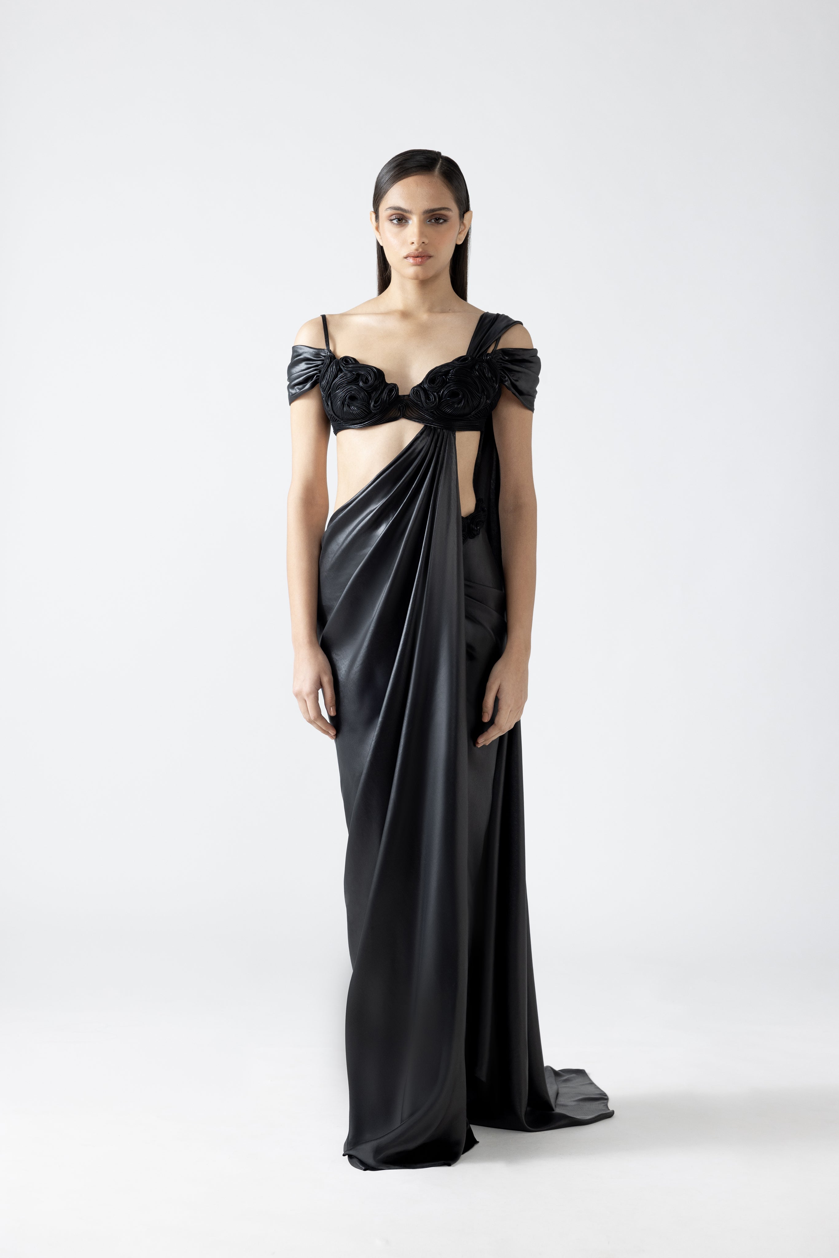 Nucleus Embroidery Top With Draped Saree