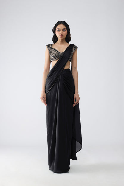 VINTAGE BANARSI TOP AND DRAPED SAREE