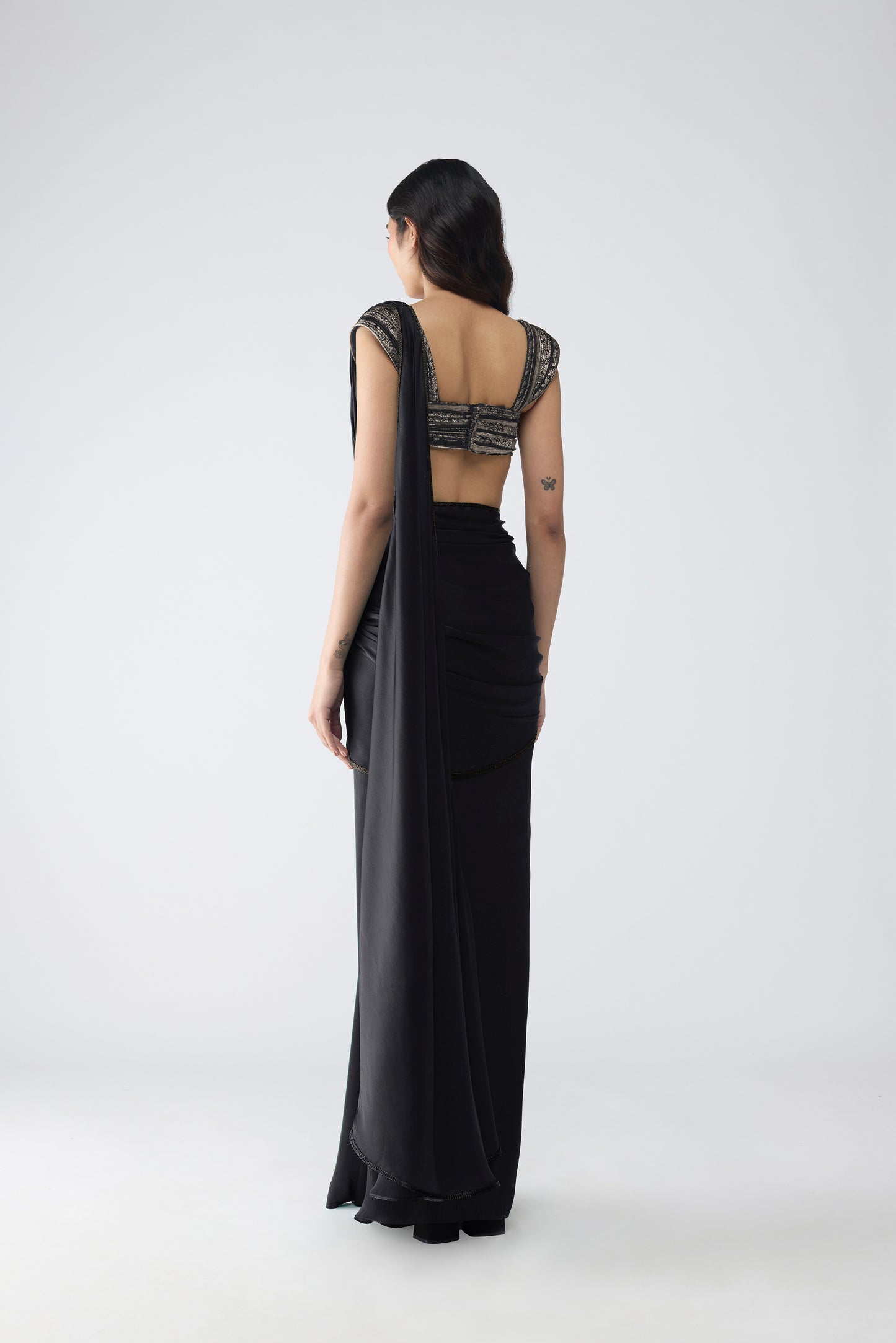 VINTAGE BANARSI TOP AND DRAPED SAREE