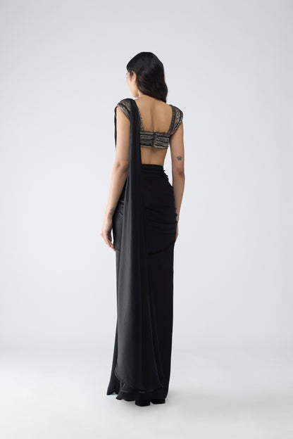 VINTAGE BANARSI TOP AND DRAPED SAREE