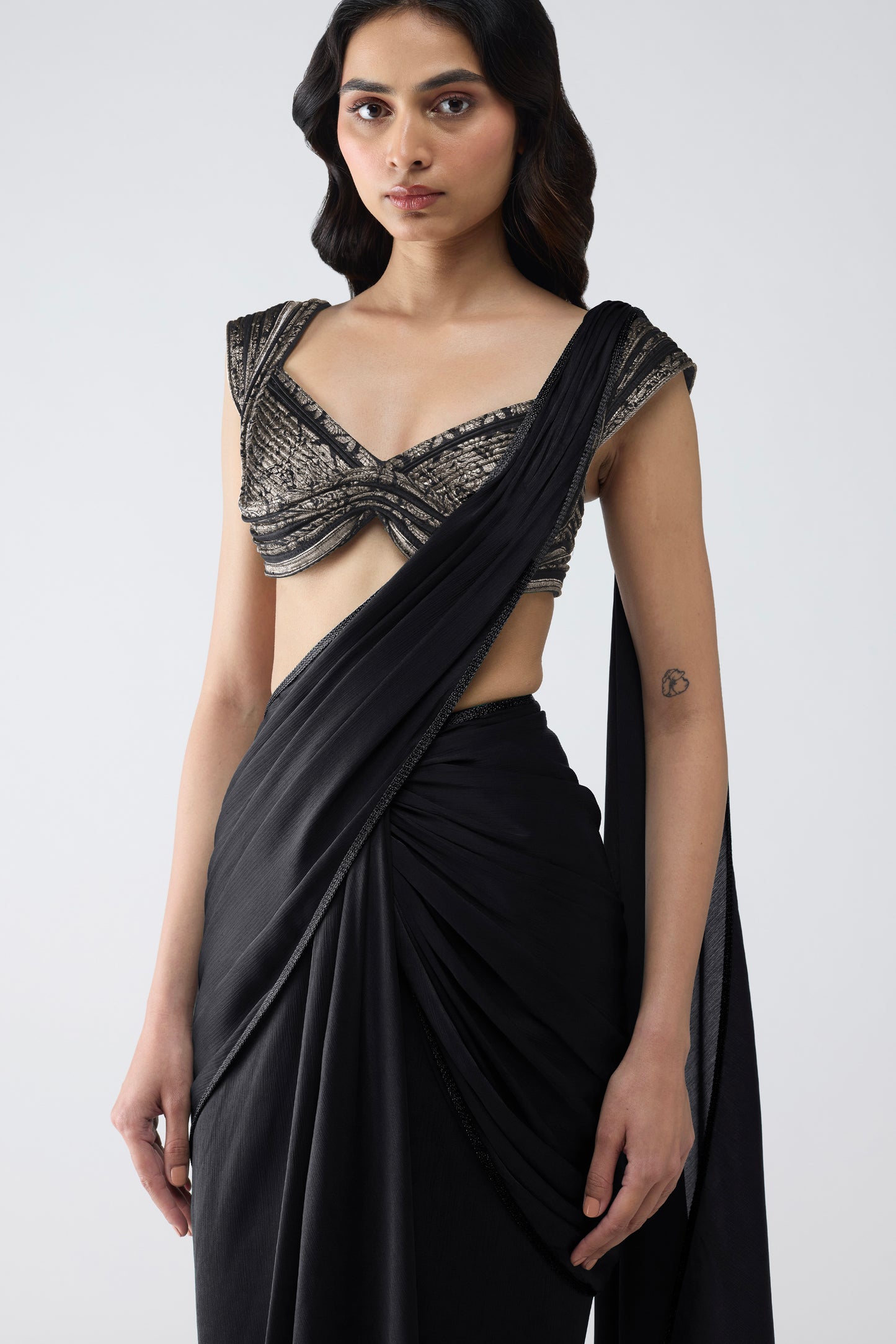 VINTAGE BANARSI TOP AND DRAPED SAREE