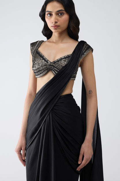 VINTAGE BANARSI TOP AND DRAPED SAREE