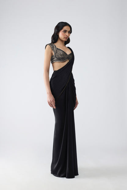 VINTAGE BANARSI TOP AND DRAPED SAREE