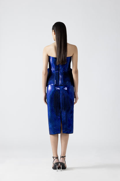Metallic Peplum Top With Skirt