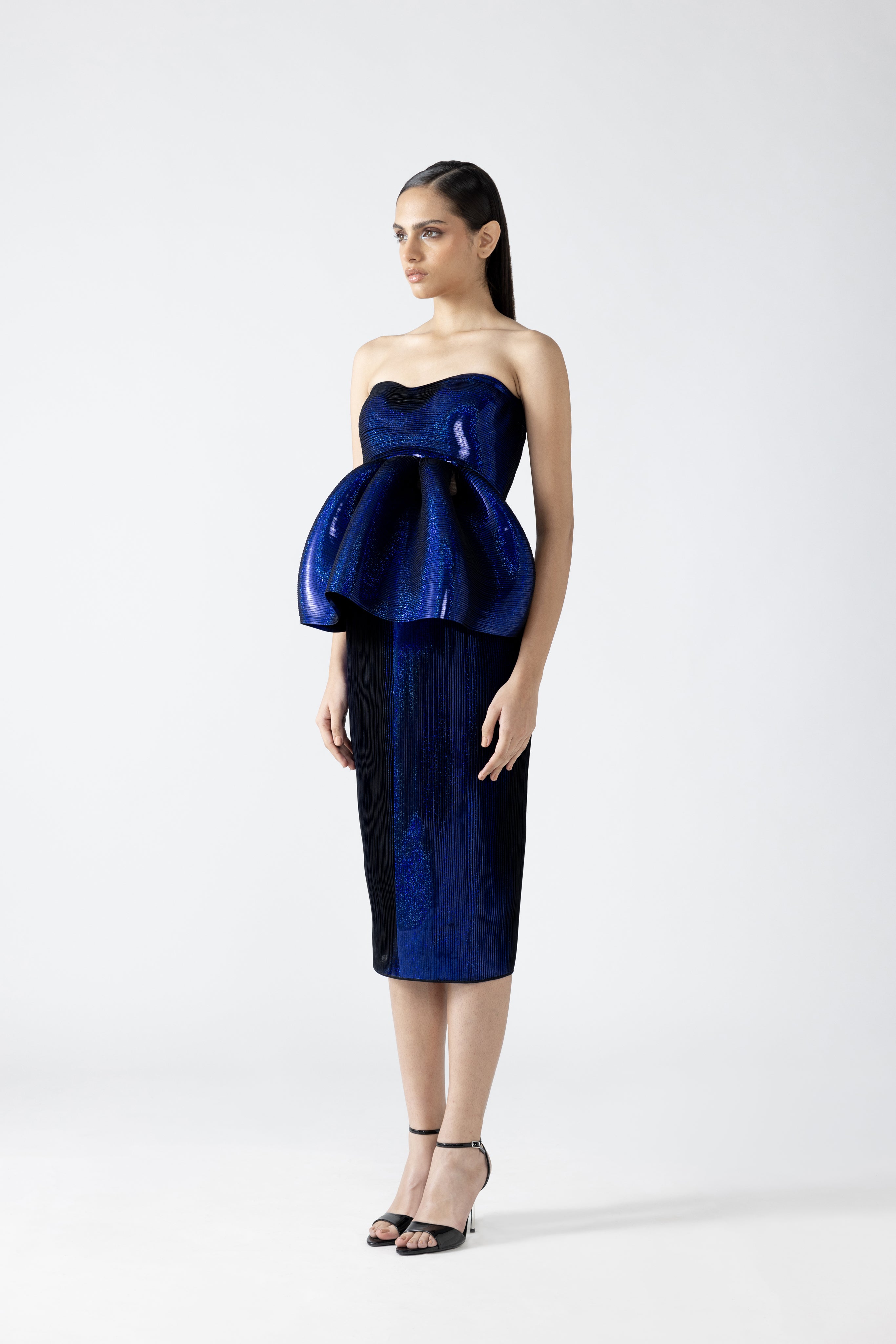 Metallic Peplum Top With Skirt