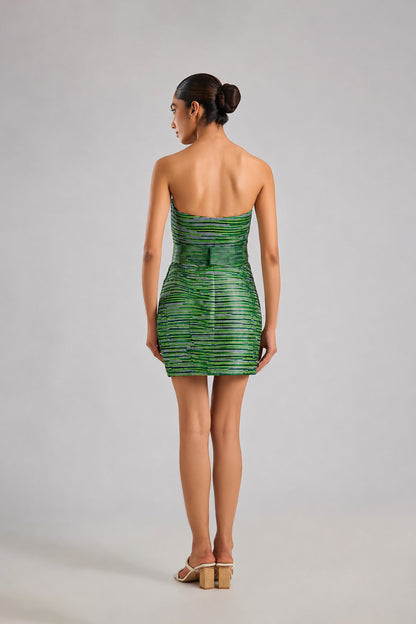 Metallic Striper Mini Dress With Belt