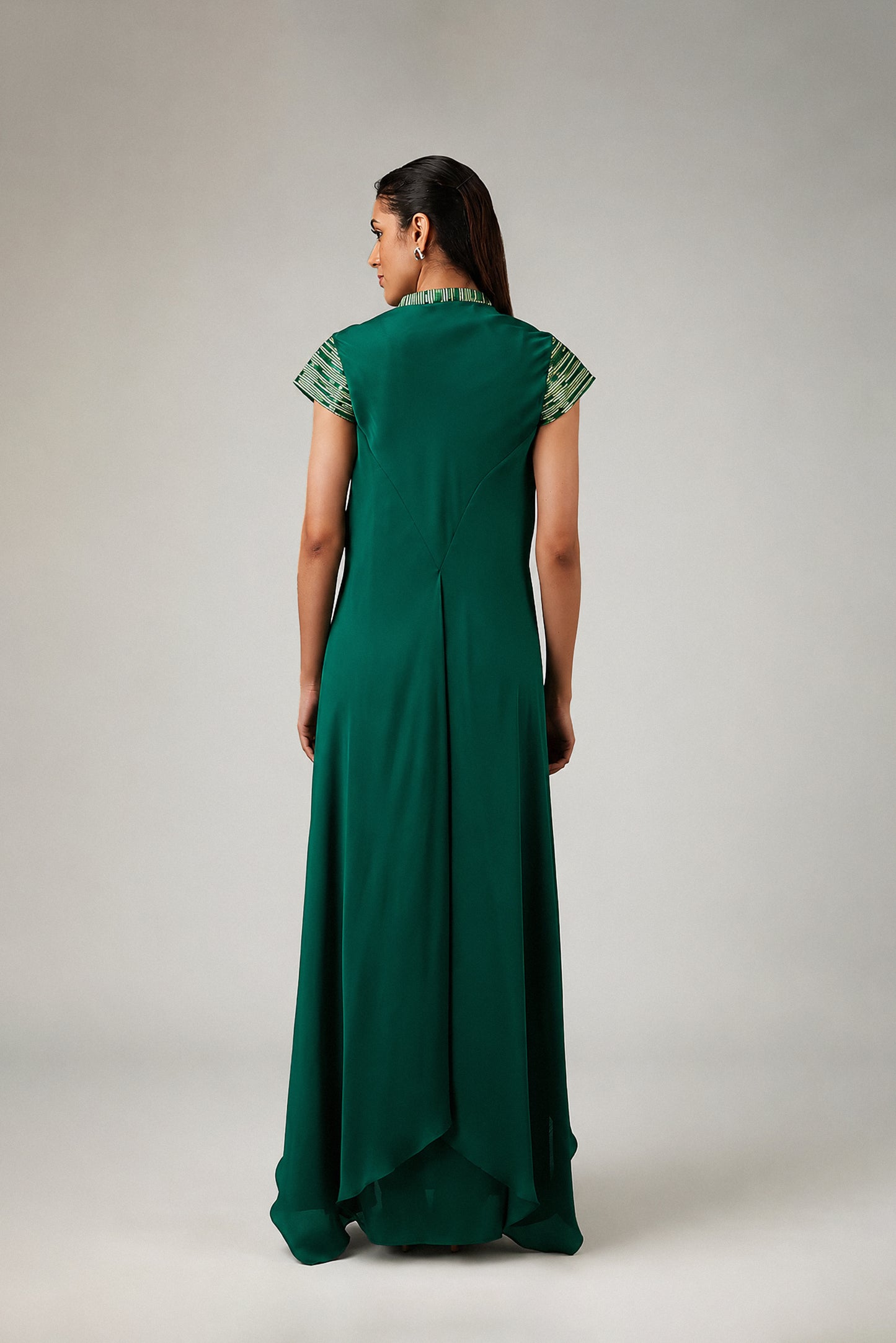 Metallic Polymer & Crepe Chiffon Dress