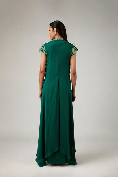 Metallic Polymer & Crepe Chiffon Dress