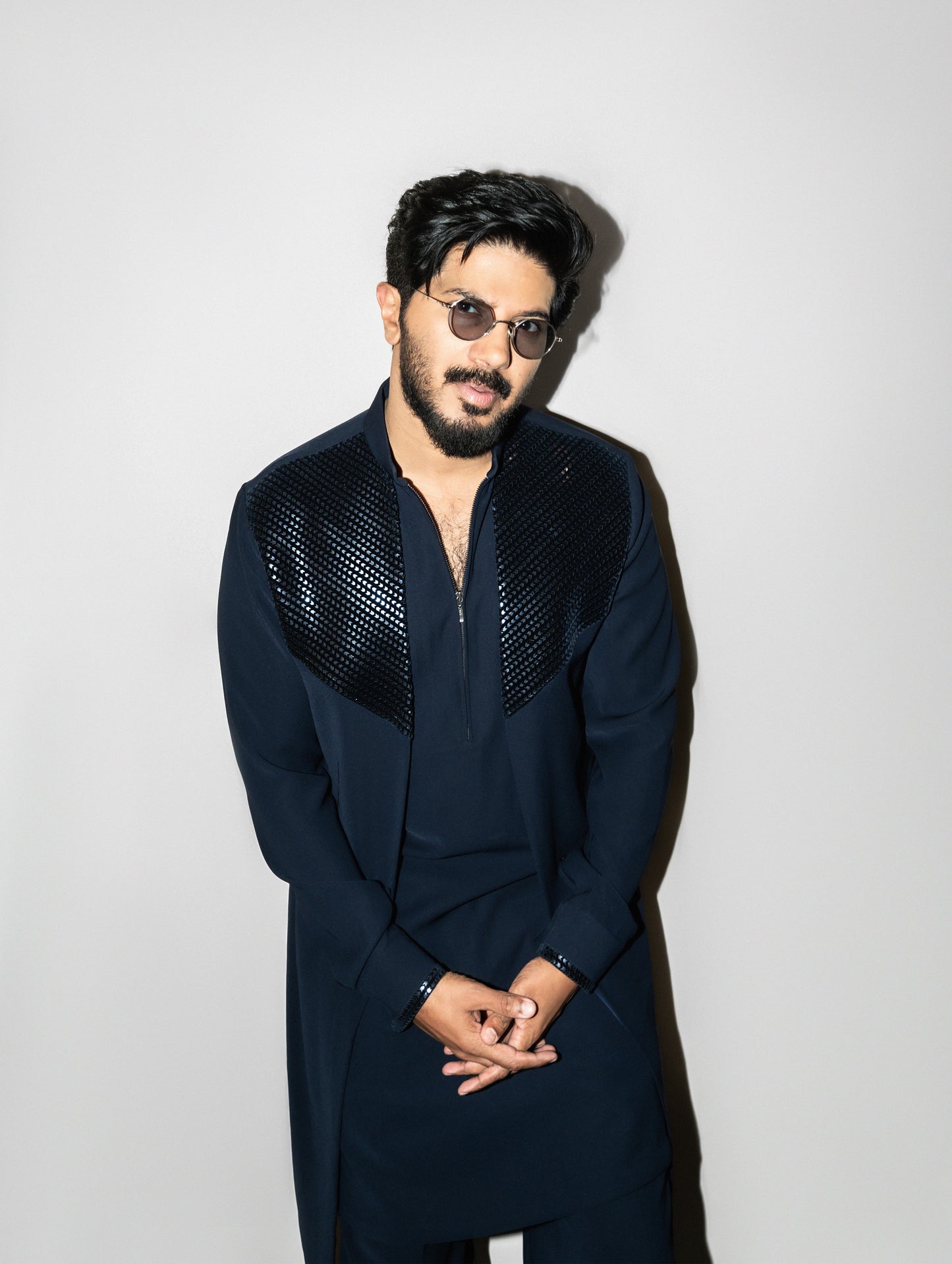 Dulquer Salmaan in Metallic Hand Woven Waistcoat Set