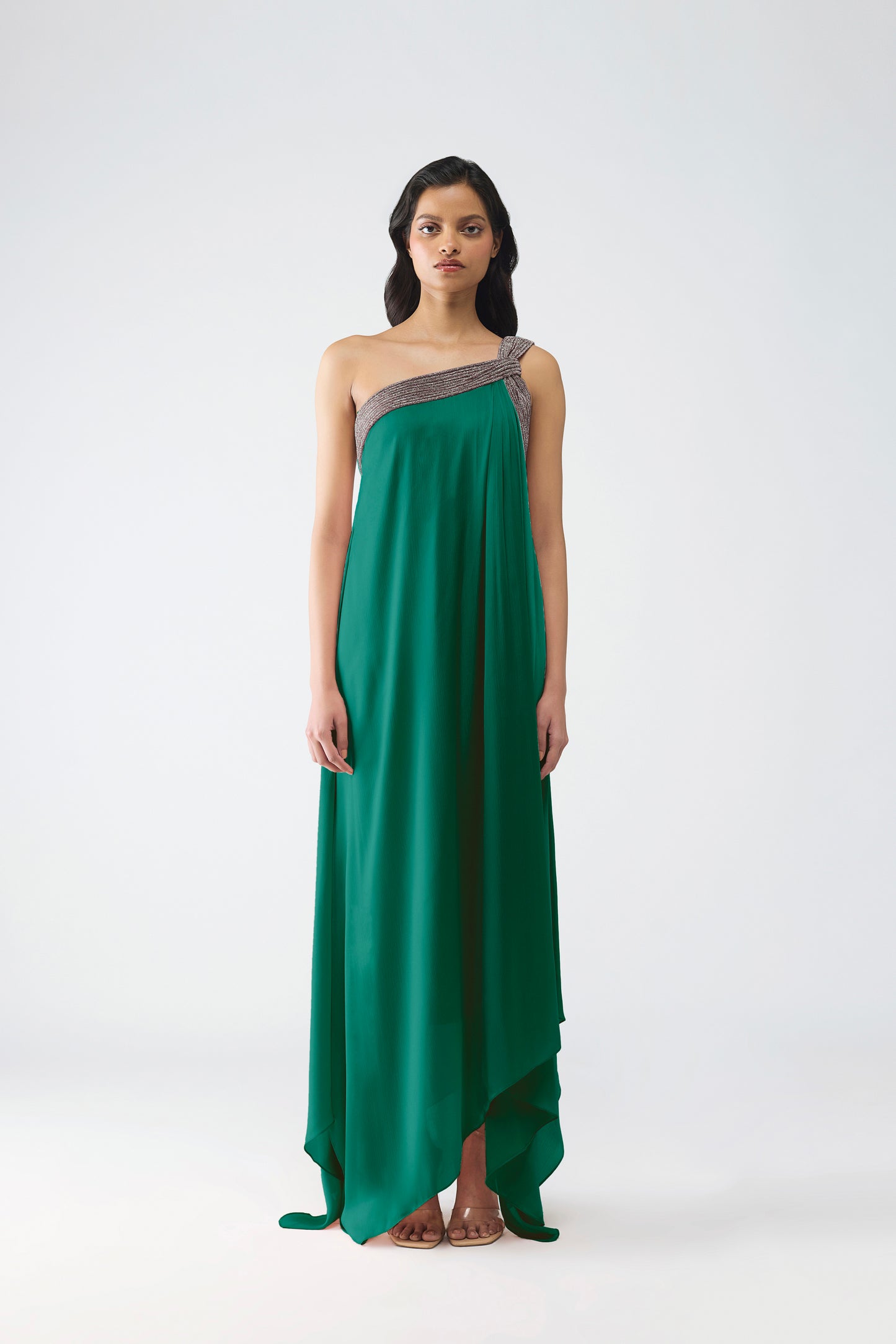 One Shoulder Crystalvein Detail Dress