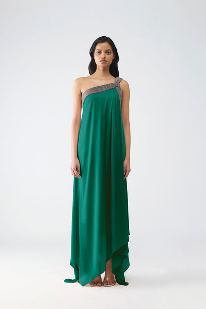 One Shoulder Crystalvein Detail Dress