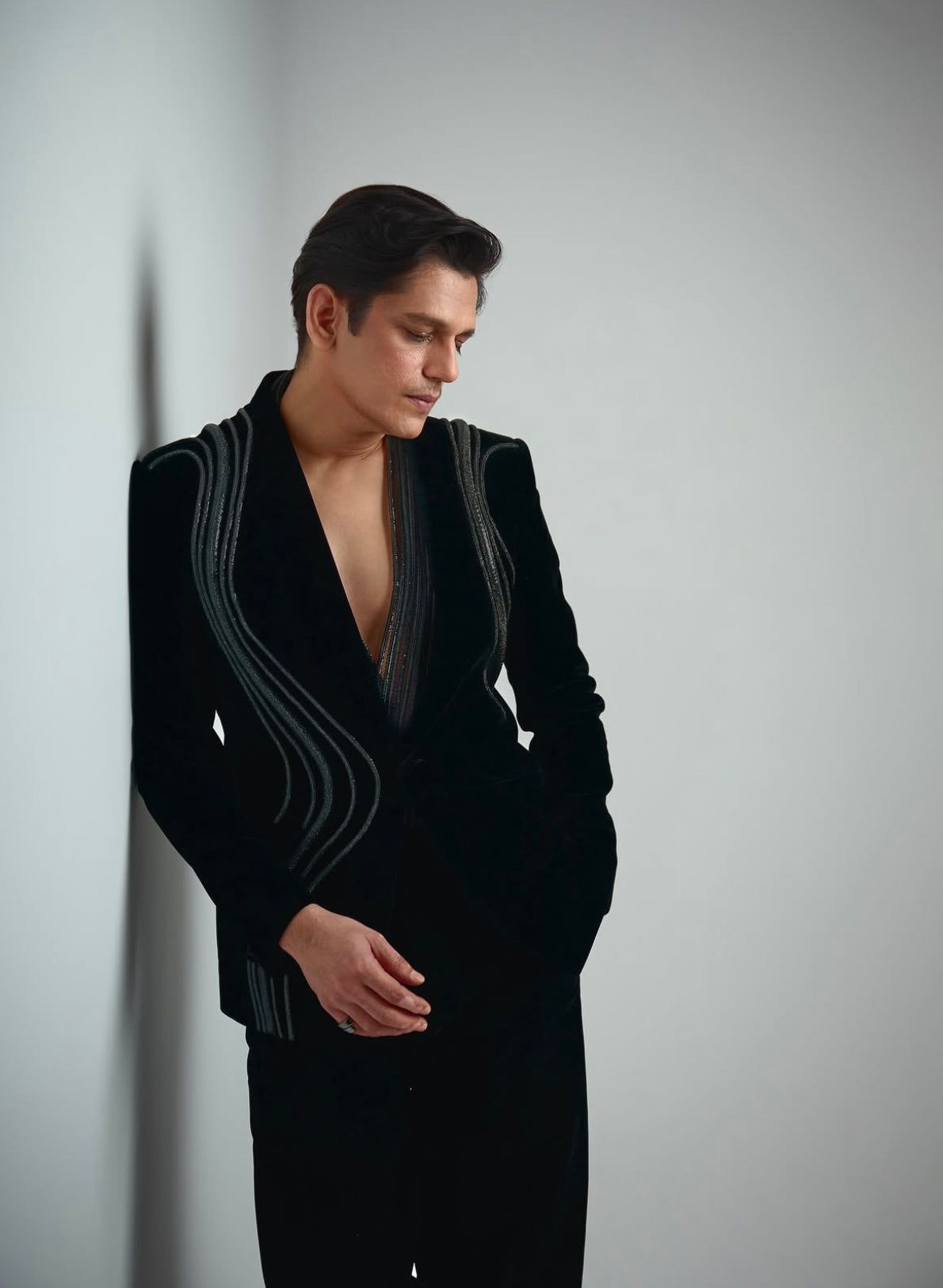 Vijay Varma in Crystalvein Tuxedo Set In Velvette