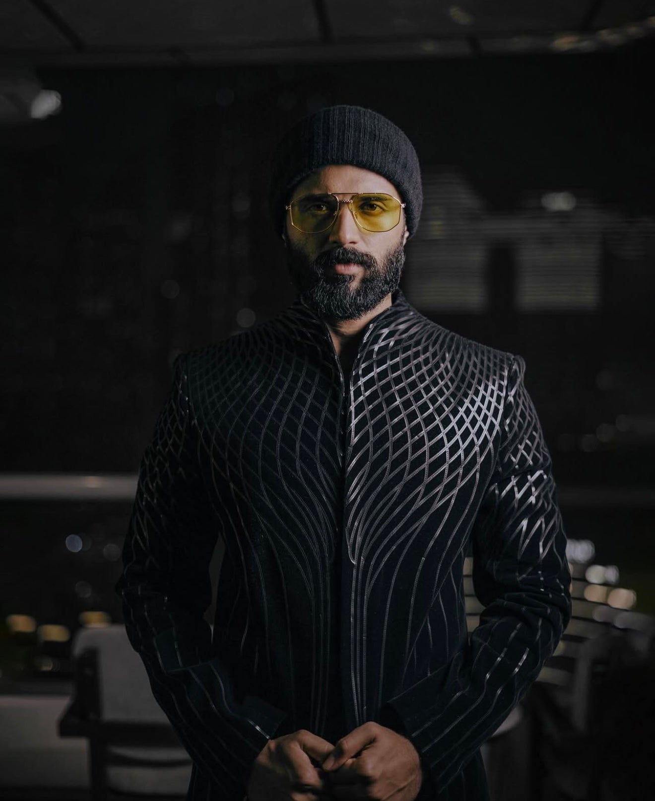 Vijay Deverakonda in Metallic Long Jacket Set In Velvette
