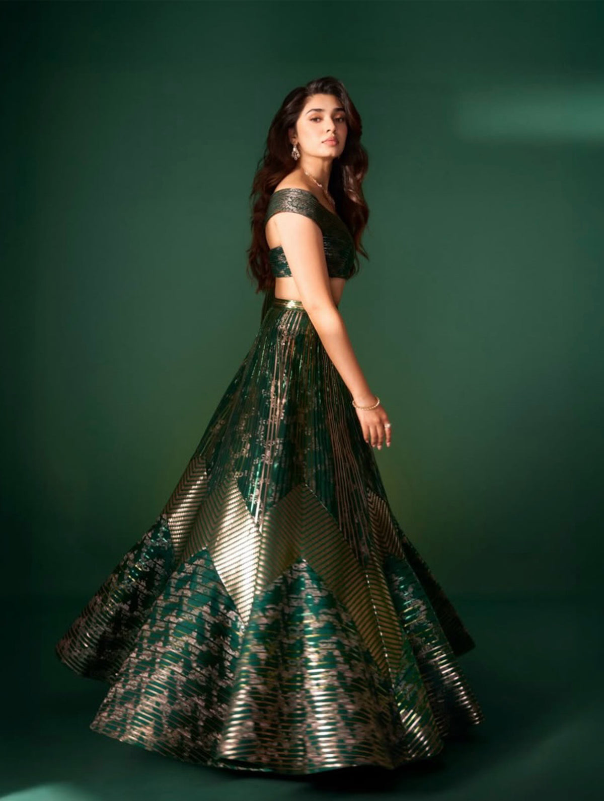 Krithi Shetty in Pre-Loved Banarsi Top and Skirt