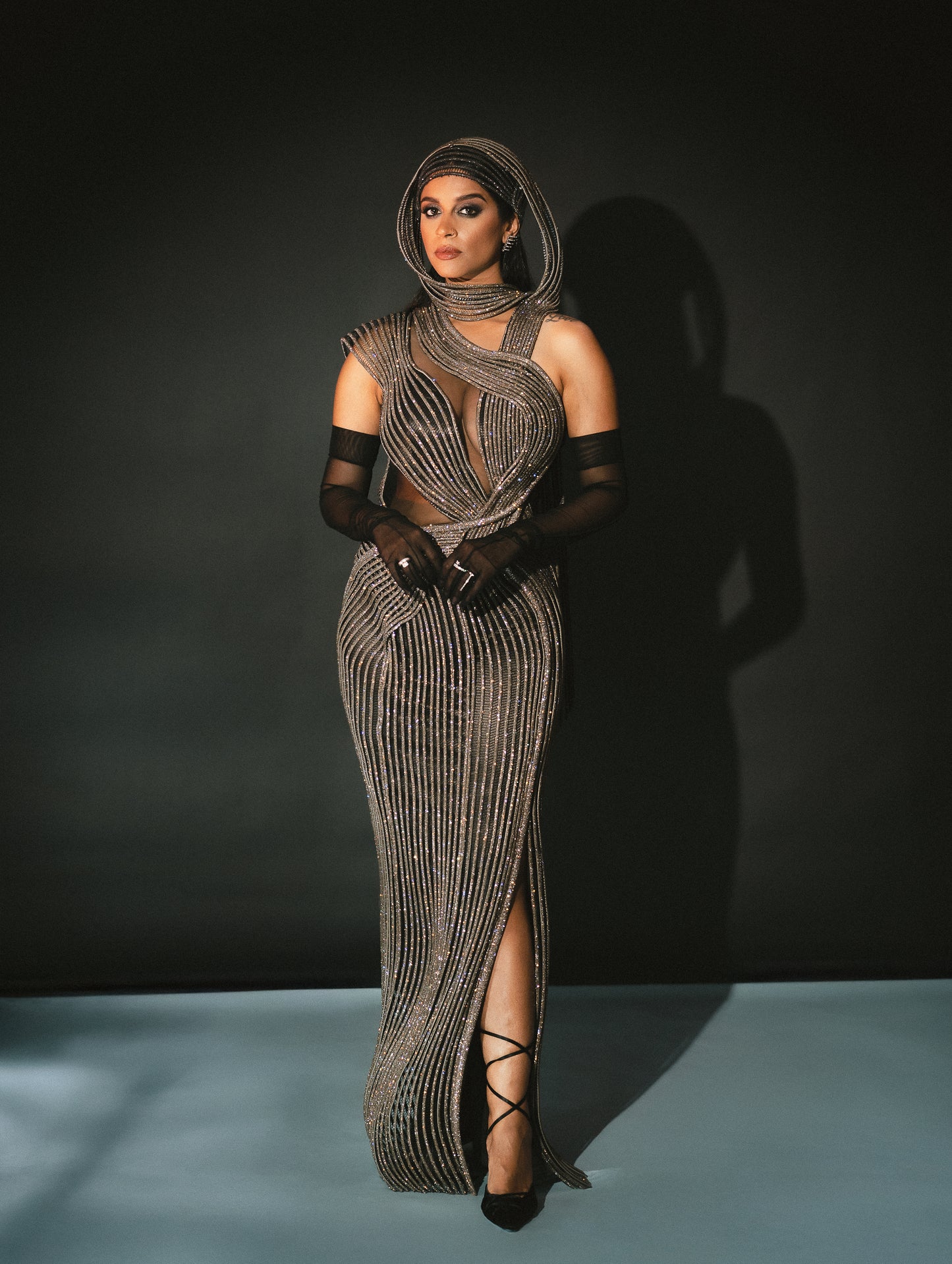 Lilly Singh in Crystalvein Gown