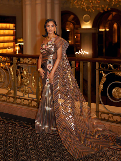 Deepica Mutyala in Metallic Supersonic Draped Saree