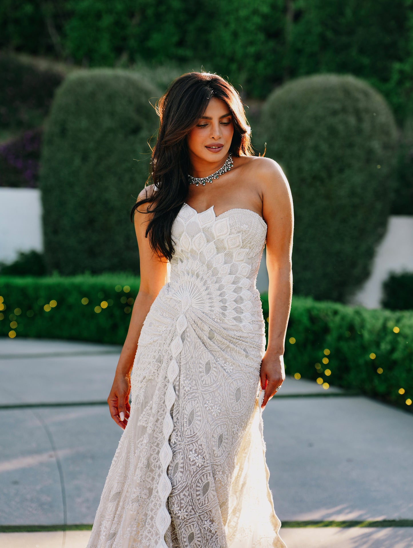Priyanka Chopra Jonas in Vintage Chikankari Draped Saree