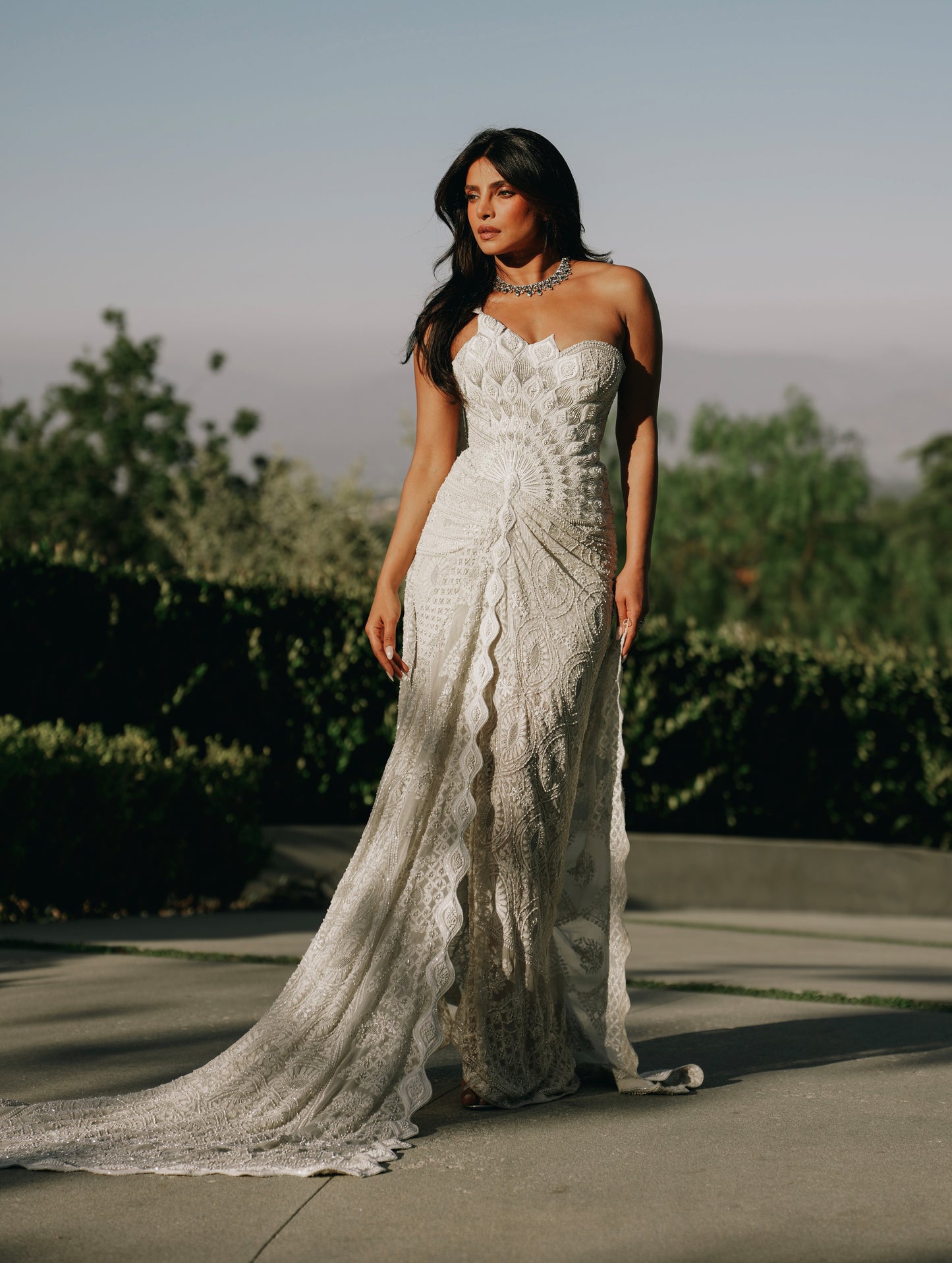 Priyanka Chopra Jonas in Vintage Chikankari Draped Saree