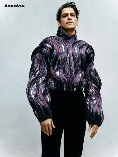 Vijay Verma in Moulded Metallic Wave Jacket
