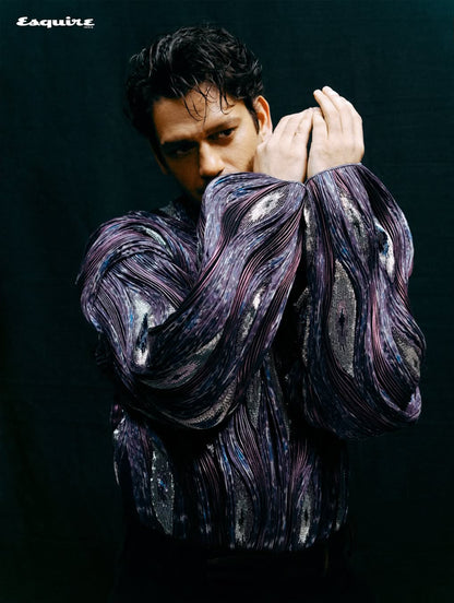 Vijay Verma in Moulded Metallic Wave Jacket