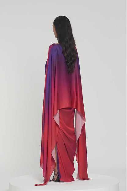 Metallic Watercolor Cape And Skirt
