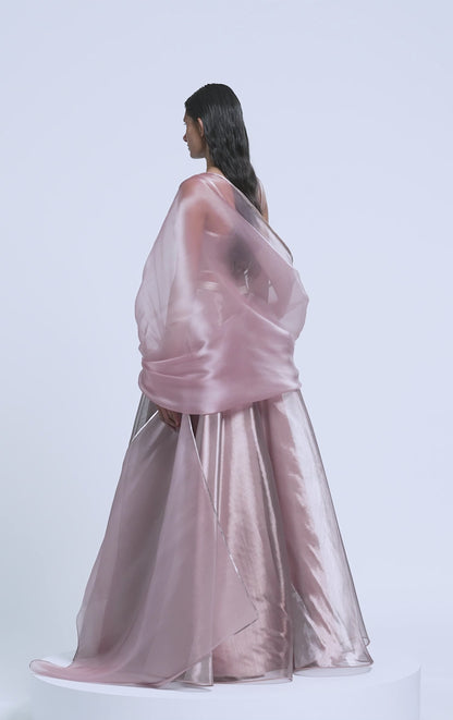 Fluid Mesh Cape And Skirt With Corded Bustier