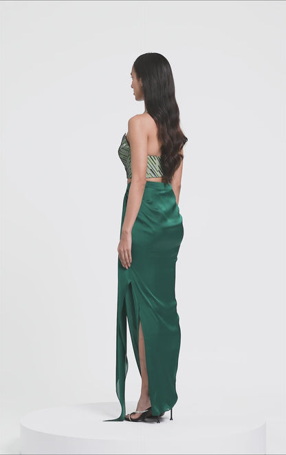 Woven Metallic Bustier And Skirt