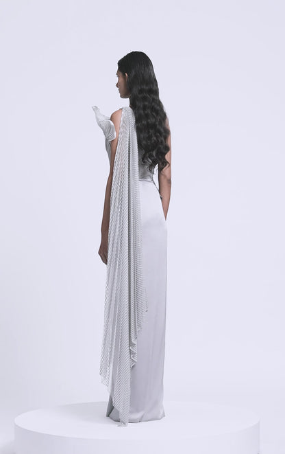 Corded Coral Saree