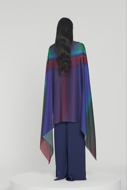 Metallic Watercolor Structured Cape