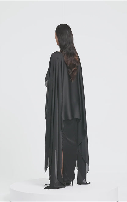 Metallic Fluid Cape And Skirt